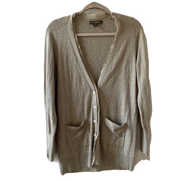 Tommy Bahama Womens Size Small Beige Silk Trim Button Cardigan Sweater - Picture 1 of 6
